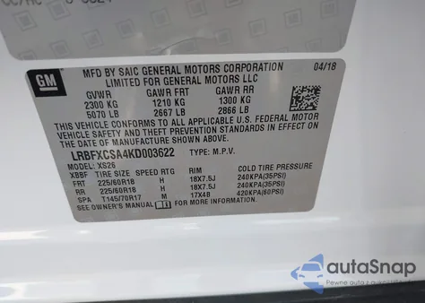 2019 Buick Envision Essence z USA, uszkodzony, nr VIN LRBFXCSA4KD003622